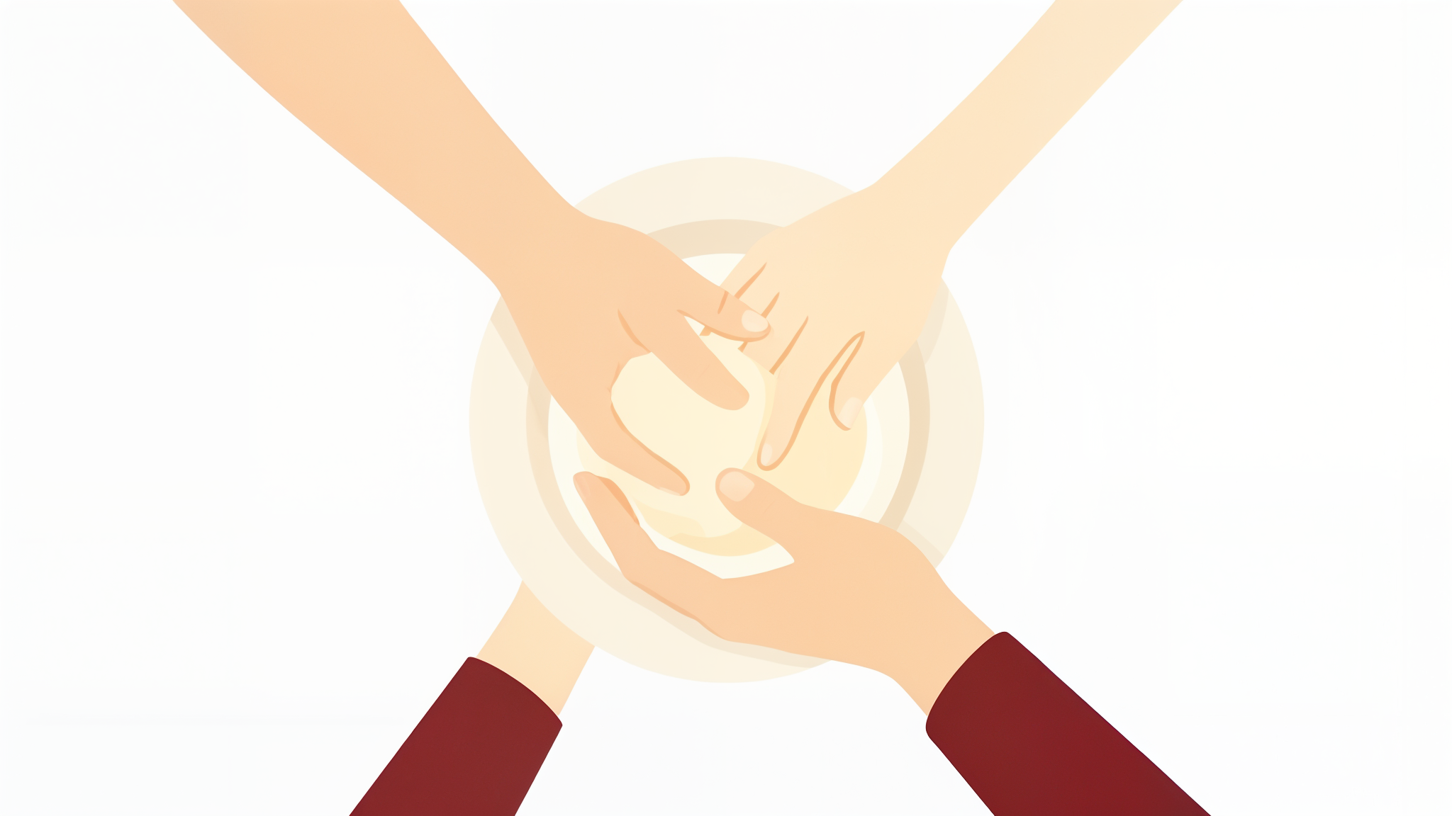 Hands serving food, seen from above