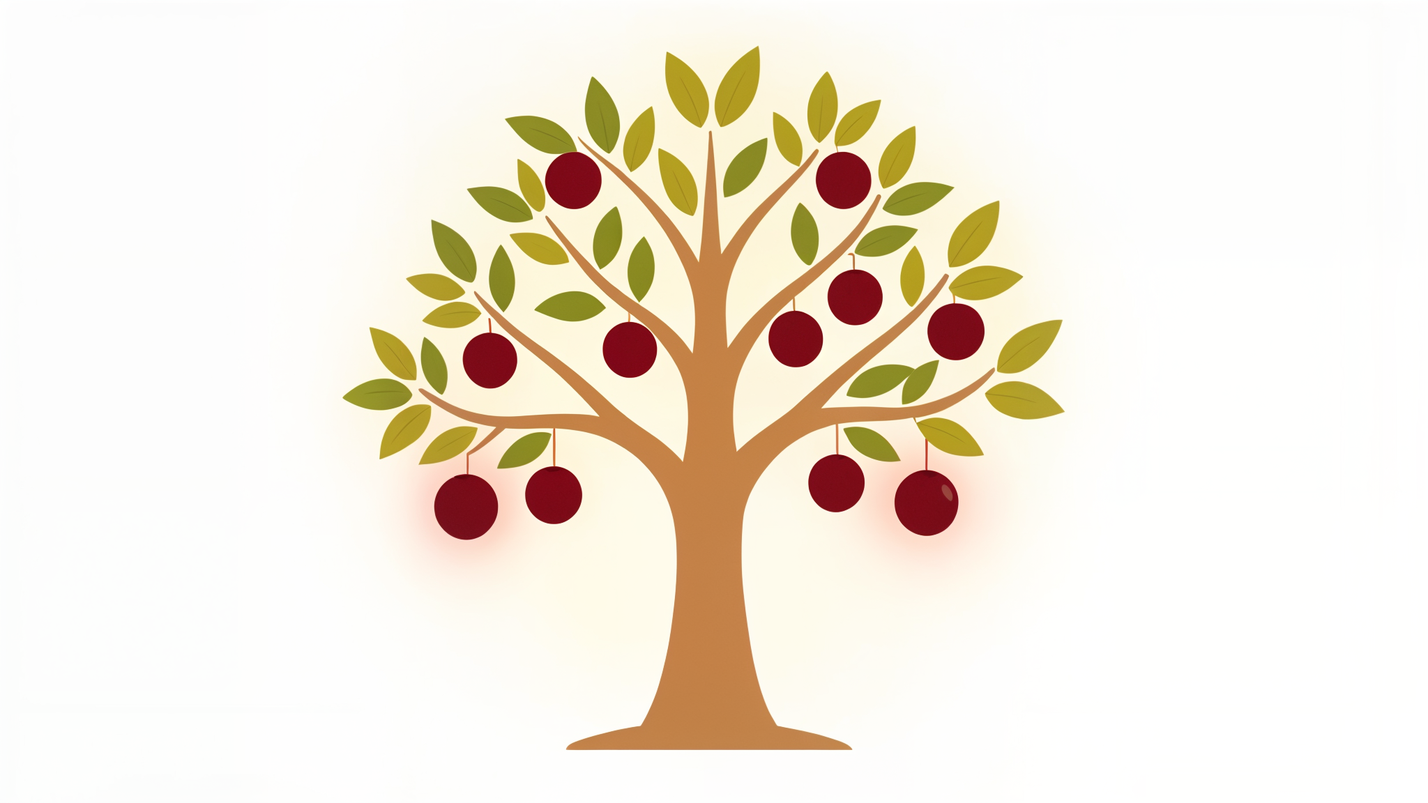 Illustration of a tree bearing red fruit