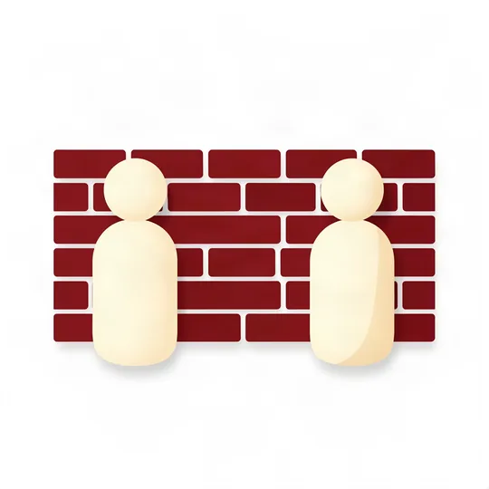 Two figures separated by a wall